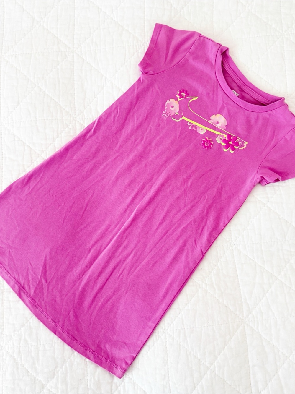 Nike 4T Kids Girls Pink Floral Swoosh Casual Dress